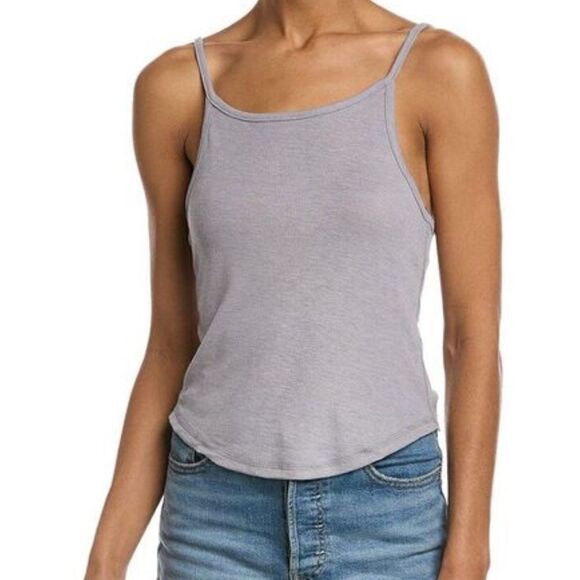 NWOT Free People Three Day Weekend Tank XS Slim Fit Scoop Neck Gray Feminine - Picture 1 of 13